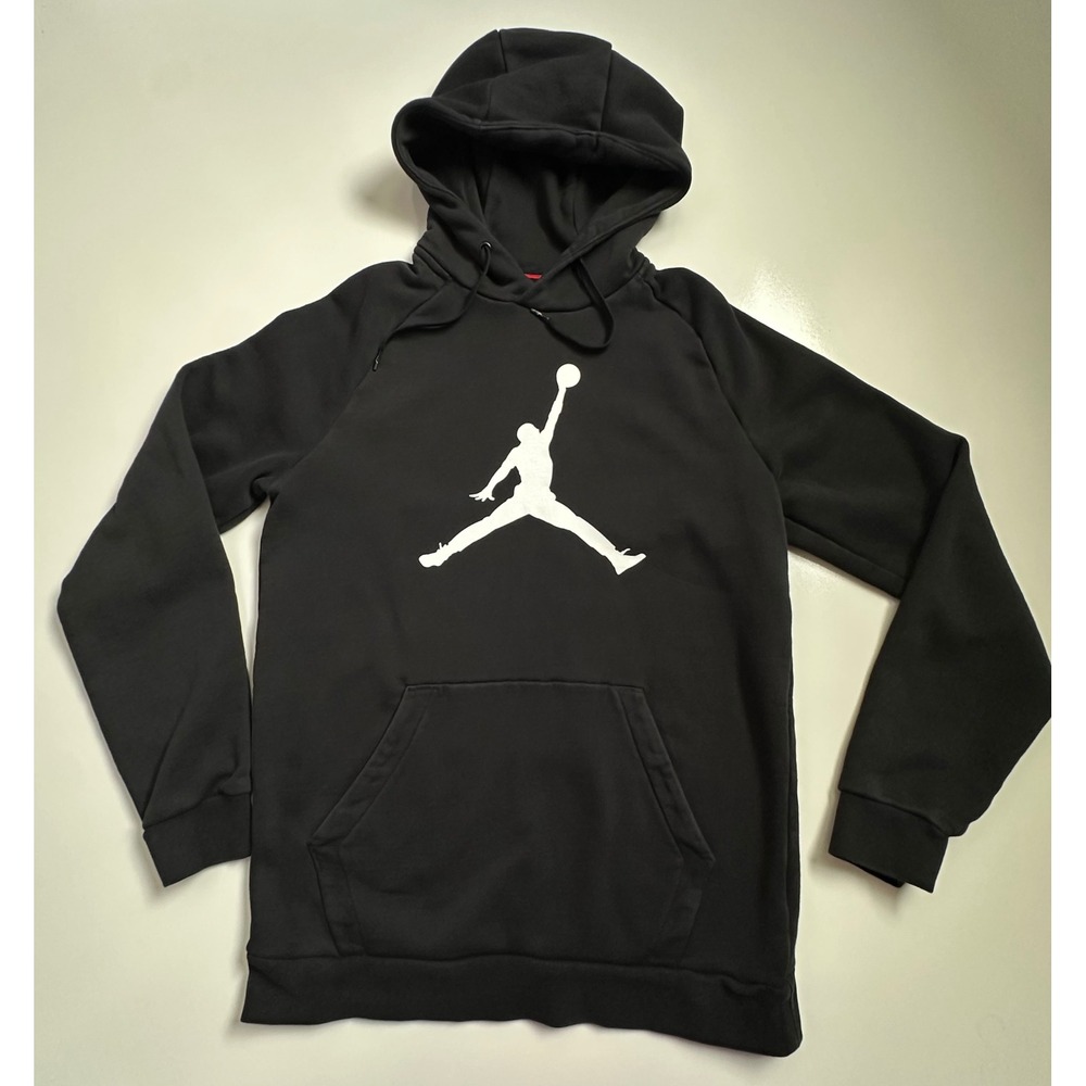 Jordan Jumpman Fleece Pullover Hoodie Black White Graphic Mens Size M